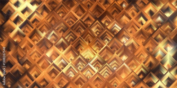 Fototapeta Glowing gold abstract background. Ribbed glass. Diamond shaped gradient