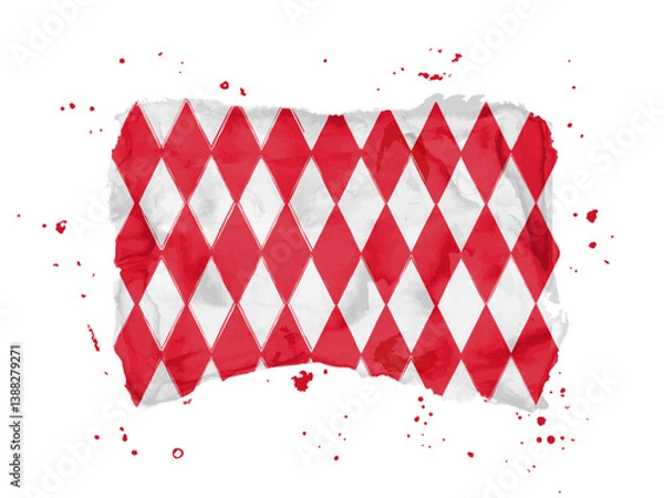 Fototapeta Flag of Monaco, brush stroke background.  Flag Principality of Monaco on white background. Watercolor style for your design.  EPS10.