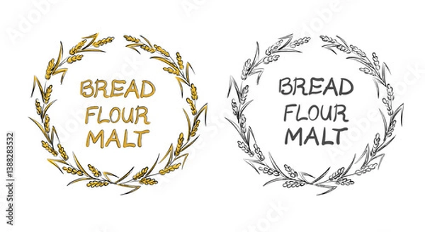 Obraz Wheaten Wreath Logo Bread Flour Malt Vector