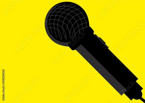 Obraz Microfone preto com fio longo utiliado por músicos