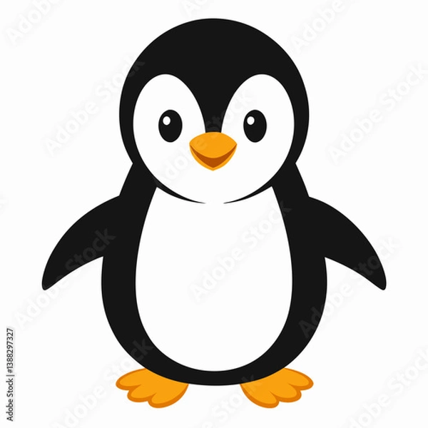 Fototapeta penguin on the snow Vector icon illustration silhouette Graphics design white background 