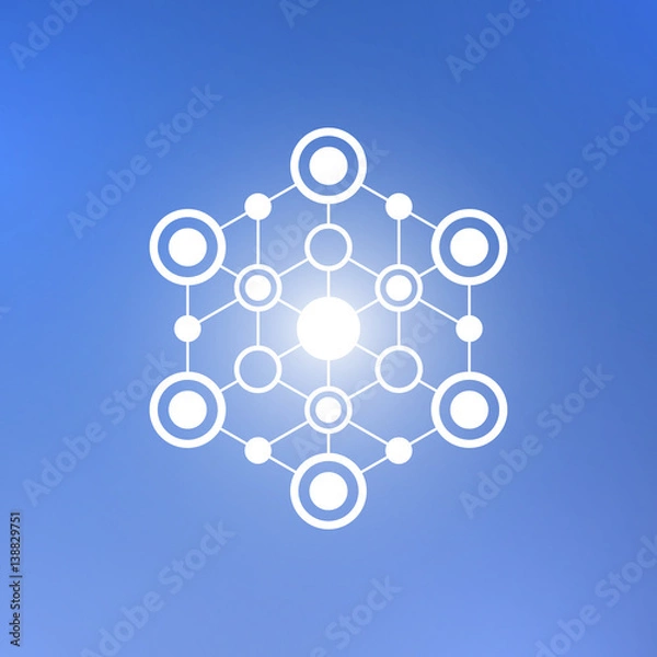 Fototapeta Abstract technology element on a blue background. Communication element. Hexagon element.