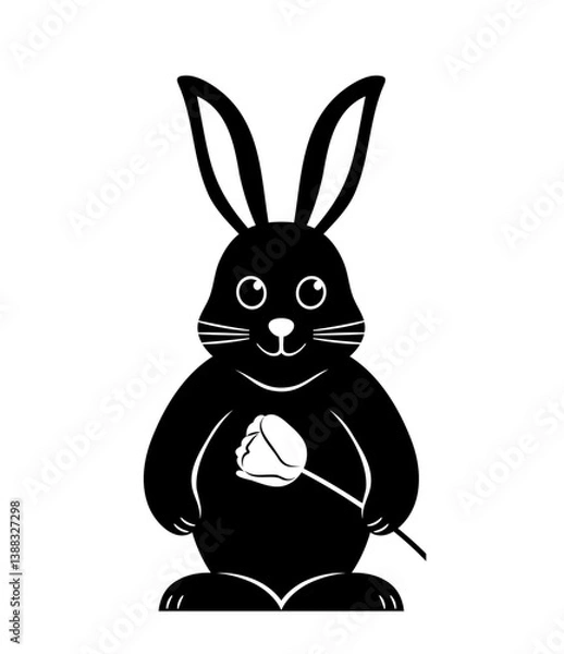 Fototapeta bunny with tulip isolated on white background