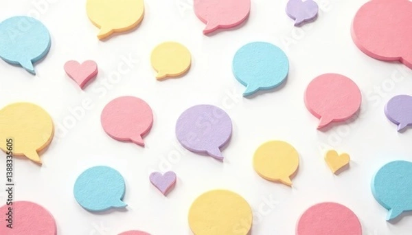 Obraz Seamless pastel speech bubble pattern on white background, digital, backdrop
