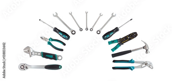 Obraz set of tools, Many tools isolated on white background