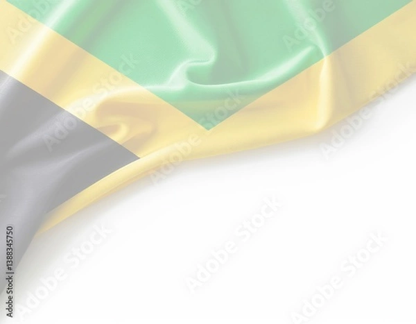 Obraz Jamaican flag on white background: national symbol with yellow cross, green and black colors