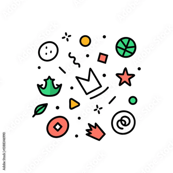 Fototapeta vector illustration of a set of icons