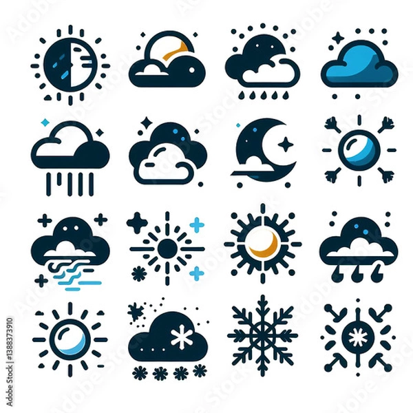 Obraz Climate change and daily forecast icons. AI Generated Transparent PNG