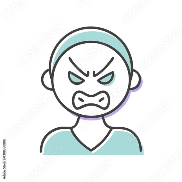 Fototapeta Angry face illustration with bold expression  
