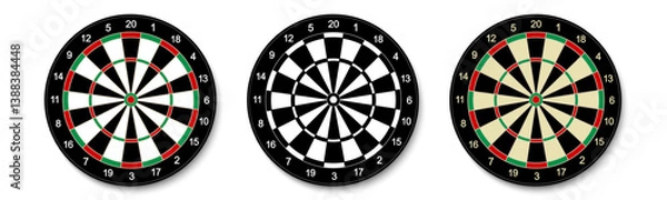 Fototapeta Dartboard flat vector icon. Dart board for pub darts game. Target symbol isolated on white background