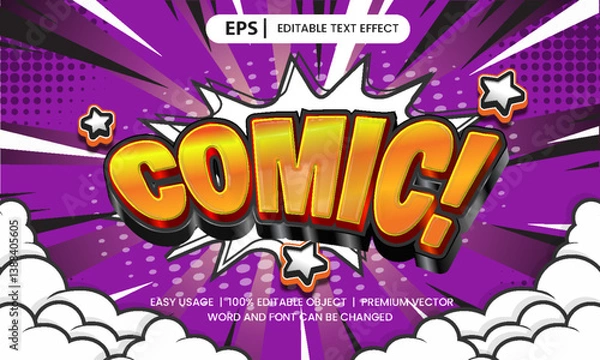 Fototapeta Retro Editable text effect comic style Premium vector