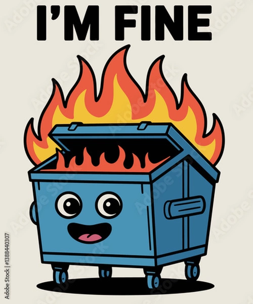Obraz It's Fine I'm Fine Everything is Fine Dumpster On Fire