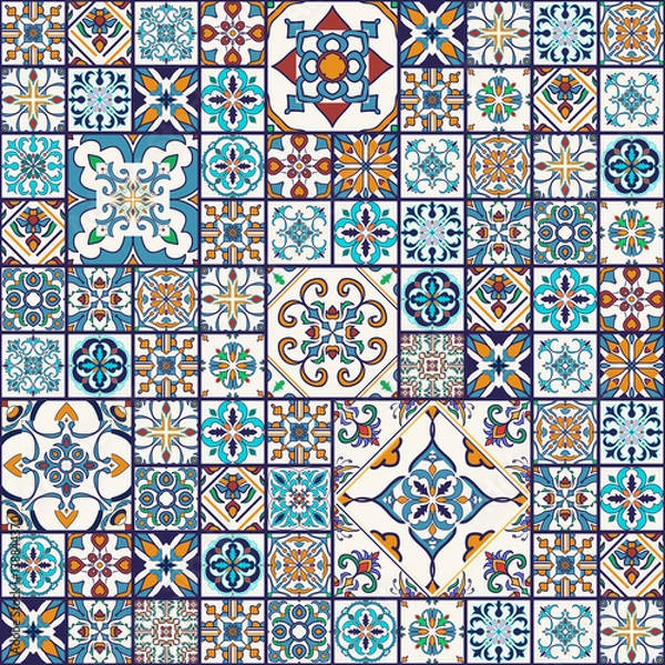 Obraz Vector seamless texture. Beautiful mega patchwork pattern for design and fashion with decorative elements