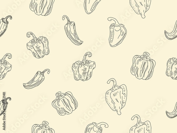 Fototapeta Set of paprika. paprika pattern background. seamless pattern bell pepper. paprika flat illustration background. bell pepper pattern Background.