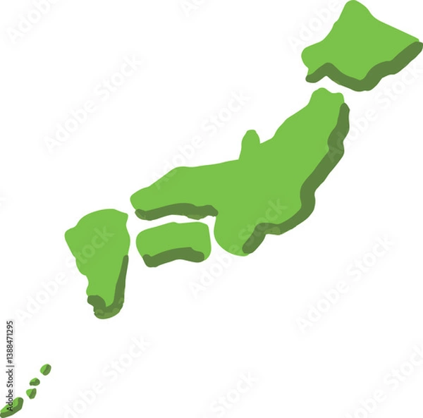 Obraz ゆるい手描きタッチの日本列島のイラスト　地図