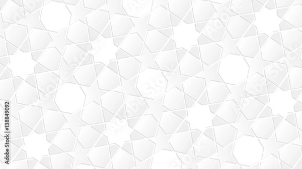 Obraz White geometric islamic wallpaper pattern as a background