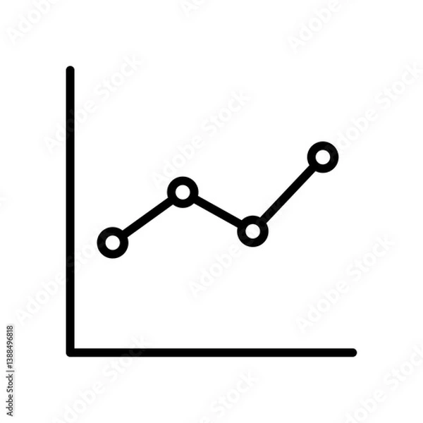 Obraz 株価チャートを表す折れ線グラフのモノクロアイコン