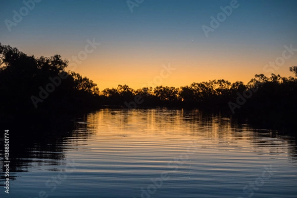 Obraz Sunset on the Thompson River, Outback Queensland.