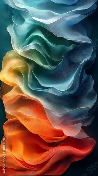 Obraz Abstract Waves of Fabric in Soft Pastels from Blue to Orange

