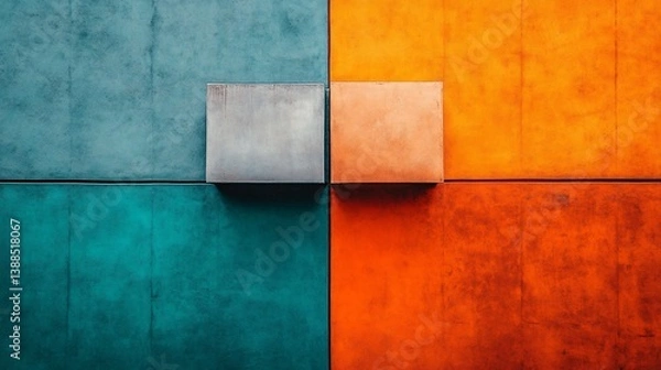 Obraz Symmetrical quadrants with striking color contrasts in a geometric composition