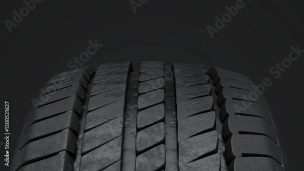 Obraz 	
Close-up 3D Render of stacked car tires arranged in layers. Ideal for automotive industry, tire storage, or service center visuals.