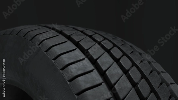 Obraz Close-up 3D Render of stacked car tires arranged in layers. Ideal for automotive industry, tire storage, or service center visuals.