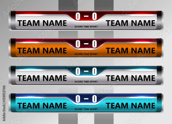 Fototapeta Scoreboard Broadcast Graphic Template for soccer and football, vector illustration