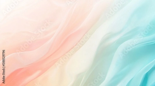 Fototapeta Pastel gradient fabric background with soft flowing waves and elegant texture