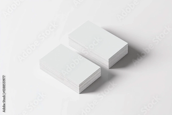 Fototapeta Blank business cards stacked on a clean surface for customizable branding and networking opportunities