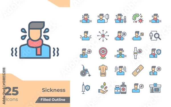 Fototapeta Sickness Filled Outline