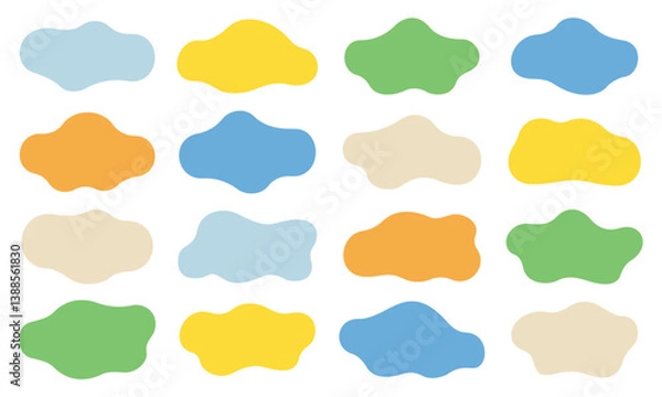 Fototapeta 流体シェイプ　フレーム　セット　イラスト　ベクター　バリエーション　飾り　枠　ふにゃふにゃ　囲み