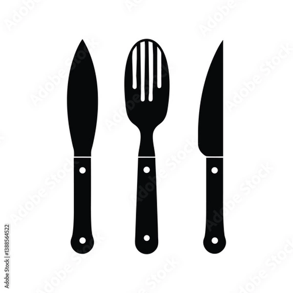 Obraz Dinner knife steak and butter knife silhouette vector illustration