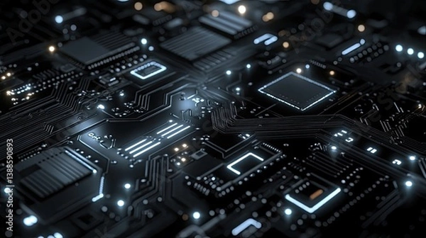 Fototapeta Detailed close up view of a computer circuit board