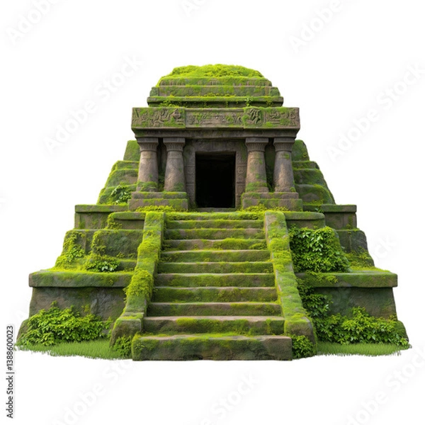 Fototapeta Ancient Stone Pyramid Temple Overgrown With Vines