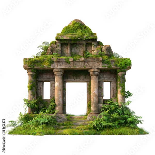 Obraz Ruins of a Stone Temple in a Lush Jungle