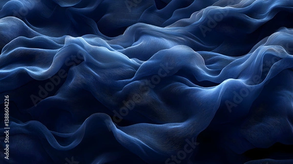 Obraz Abstract 3D Blue Fabric Waves Background