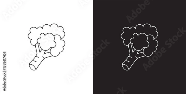Fototapeta Broccoli vegetable line icon. Vegetable vector illustration icon. Collection of icons with editable strokes in transparent and black background.