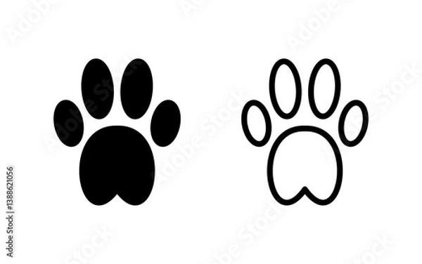 Fototapeta Paw icon vector illustration. paw print sign and symbol. dog or cat paw
