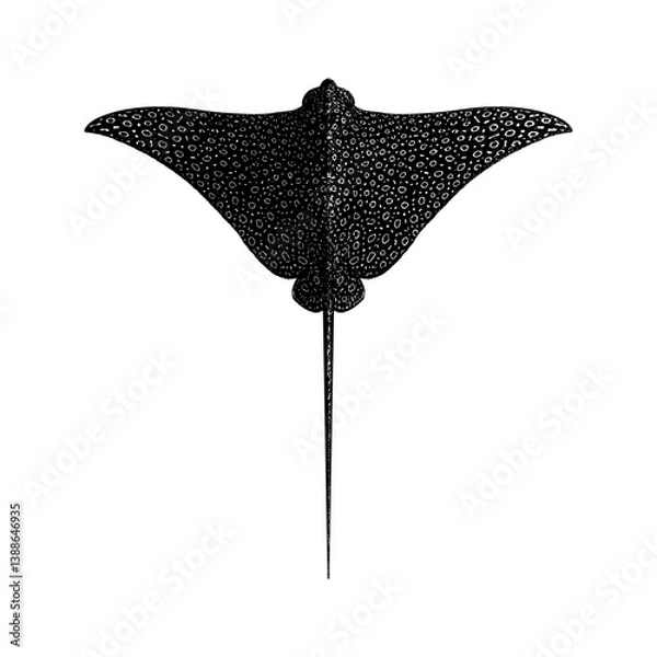 Obraz Spotted Eagle Ray hand drawing vector isolated on background.