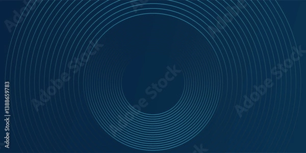Fototapeta Abstract blue glowing geometric lines on dark blue background. Modern shiny blue circle lines pattern. Futuristic technology concept. Suit for cover  poster  banner  header  website. vector modern