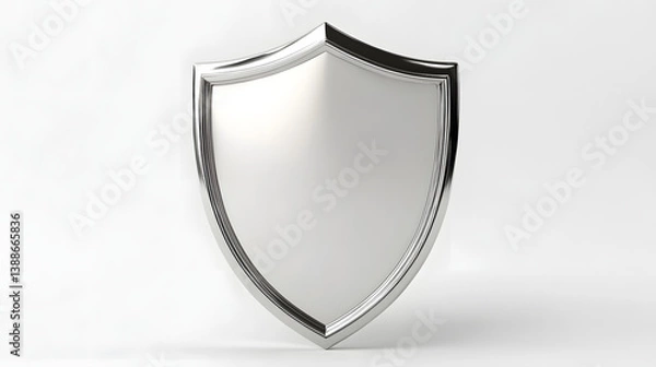 Obraz Cyber security safety shield in minimalistic style. 3d vector illustration. white background