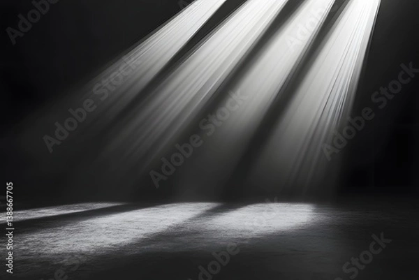 Obraz Dramatic spotlight beams on dark floor