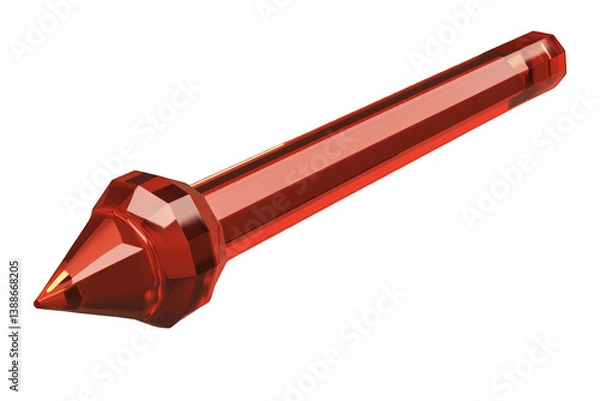 Fototapeta Isolated 3D Render of a Sharp Faceted Red Crystal Object with Transparent Background