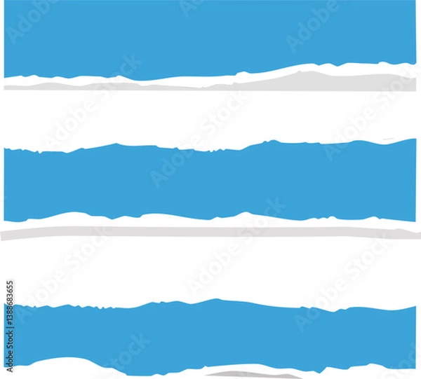 Fototapeta  Collection of a big set of white torn paper sheets with isolated realistic shadow effect, collection of ripped paper strip