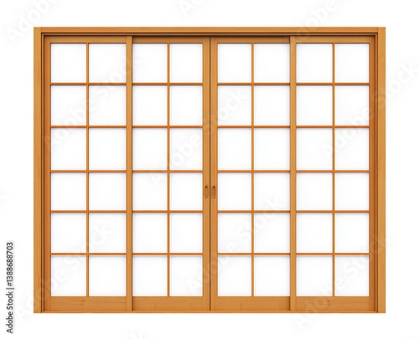 Fototapeta Shoji japanese door Isolated on Transparent Background PNG
