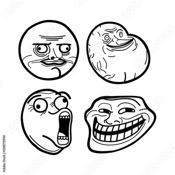 Obraz meme emoji vector, hand drawn illustration 