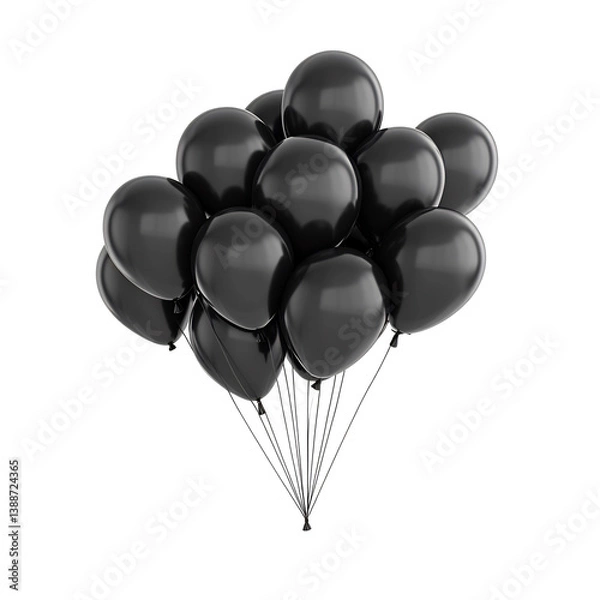Fototapeta Dark Elegant Balloons Float Gracefully Against White Background. AI Generated
