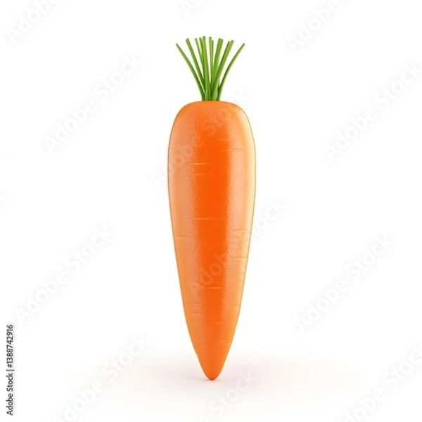 Fototapeta A 3D rendered carrot against a clean white background ideal for packaging and branding designs  long title A vibrant 3D rendered carrot on a pure