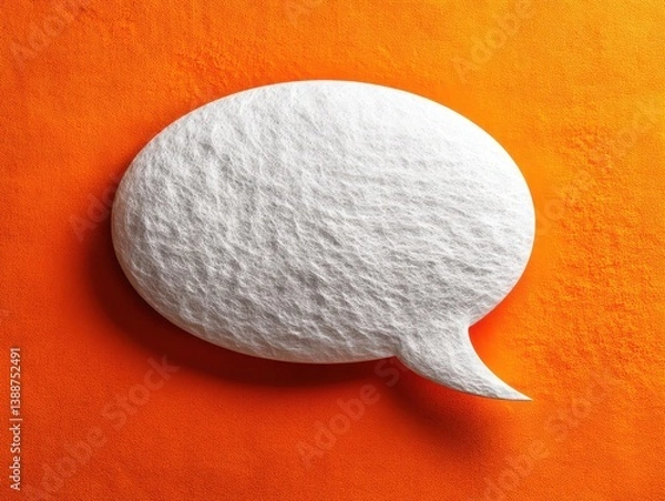 Fototapeta White Speech Bubble on Vibrant Orange Background for Creative Use