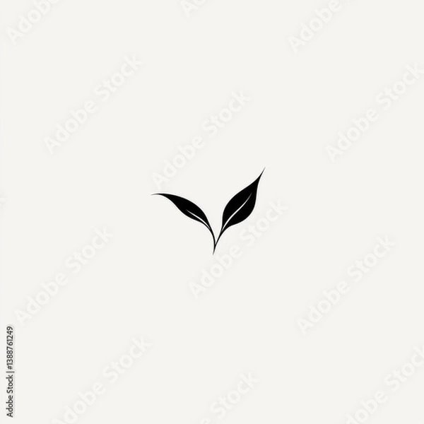 Fototapeta Minimalistic logo of sprout, continuous stroke, white background.